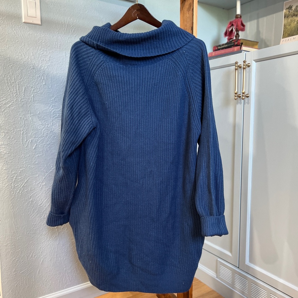 Blue Women's Cowl Sweater Dress